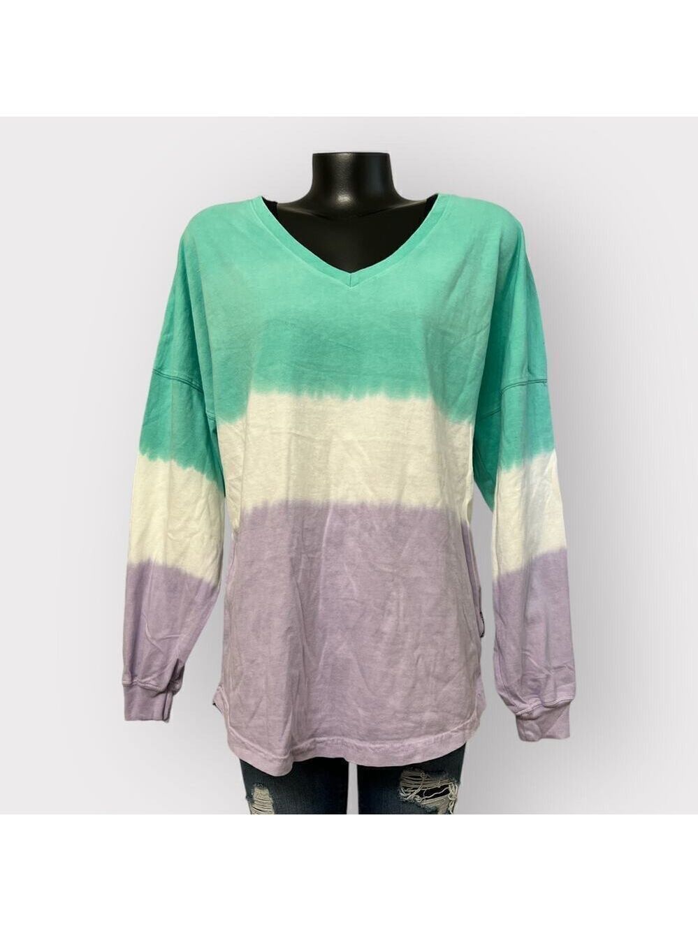 Spirit Jersey NEW Unisex M/L Oversized Dip Tie-Dye Top Long Sleeve Drop Shoulder - Picture 2 of 9